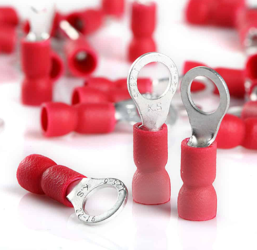 FUNNEL-ENTRY PRE-INSULATED RING TERMINAL (0.5-1.5MM CABLE) RED 5MM STUD - PACK OF 20