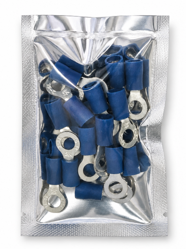 FUNNEL-ENTRY PRE-INSULATED RING TERMINAL (1.5-2.5MM CABLE) BLUE 5MM STUD (PACK OF 20)