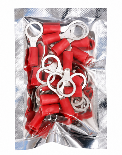 FUNNEL-ENTRY PRE-INSULATED RING TERMINAL (0.5-1.5MM CABLE) RED 8MM STUD  (PACK OF 20)